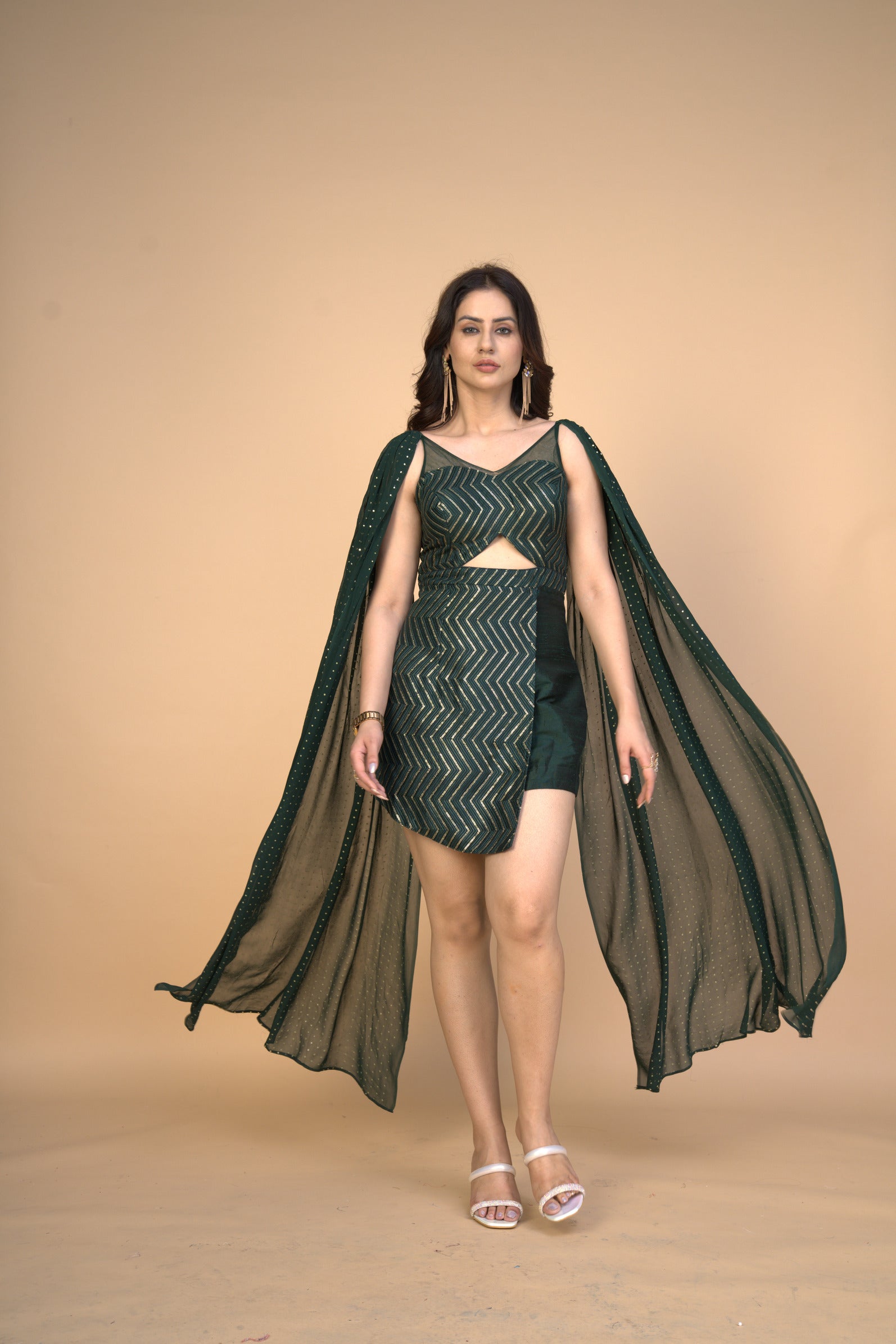 Cape Sleeved Skirt Jumper