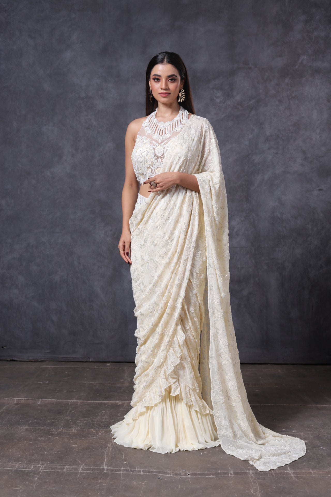 Ivory Aura Saree