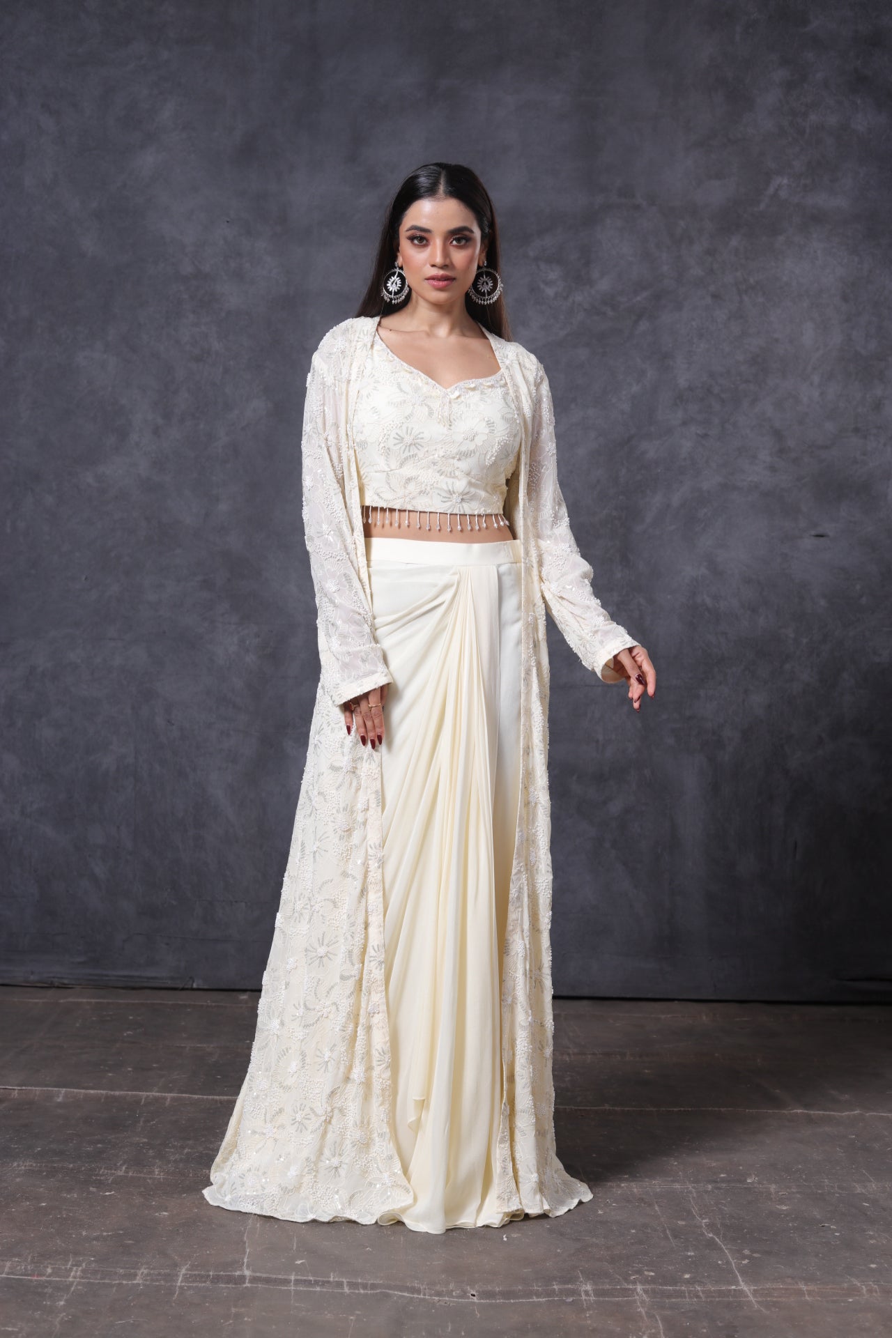 Ivory Aura Dhoti Set