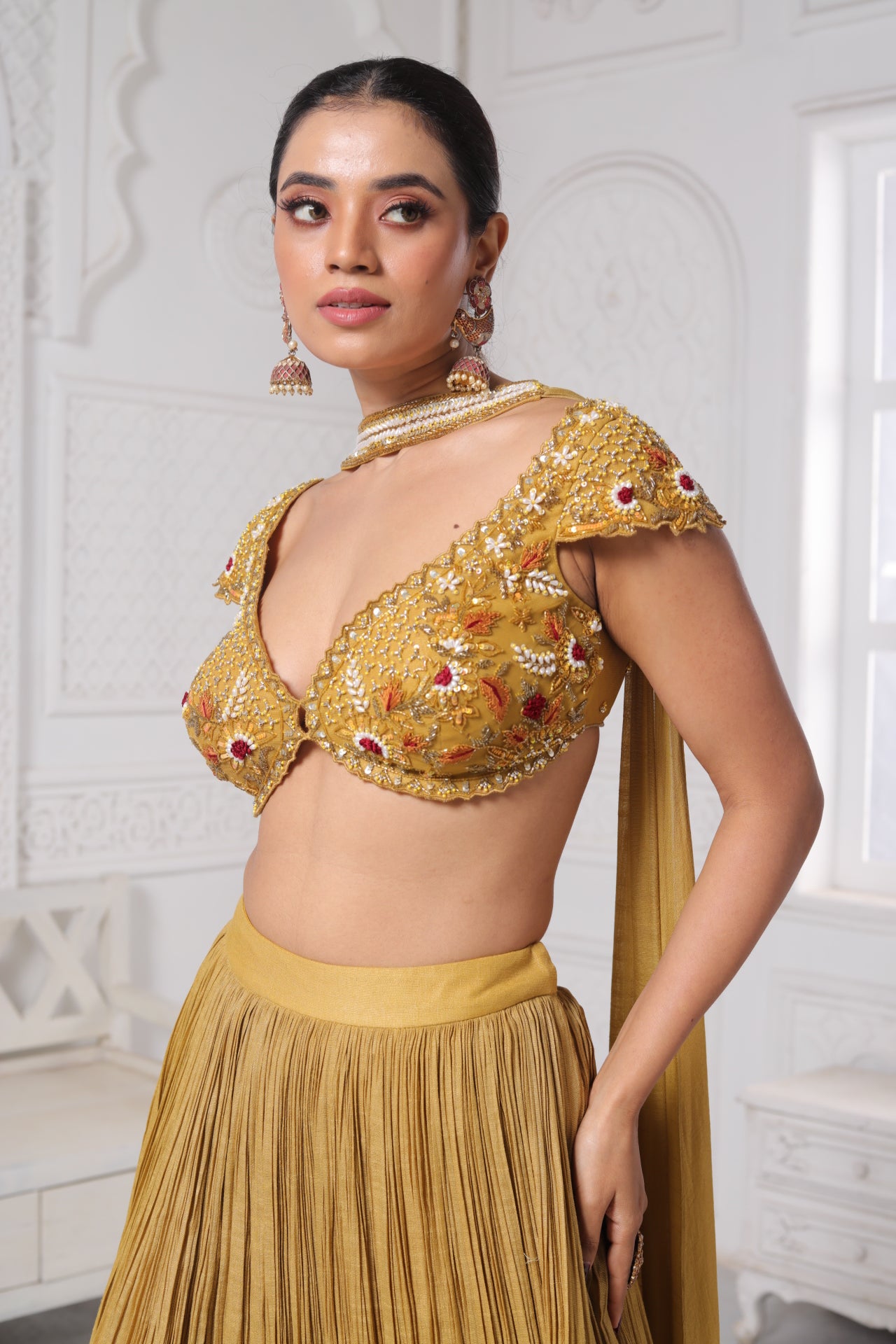 Amaltas Mustard Lehenga