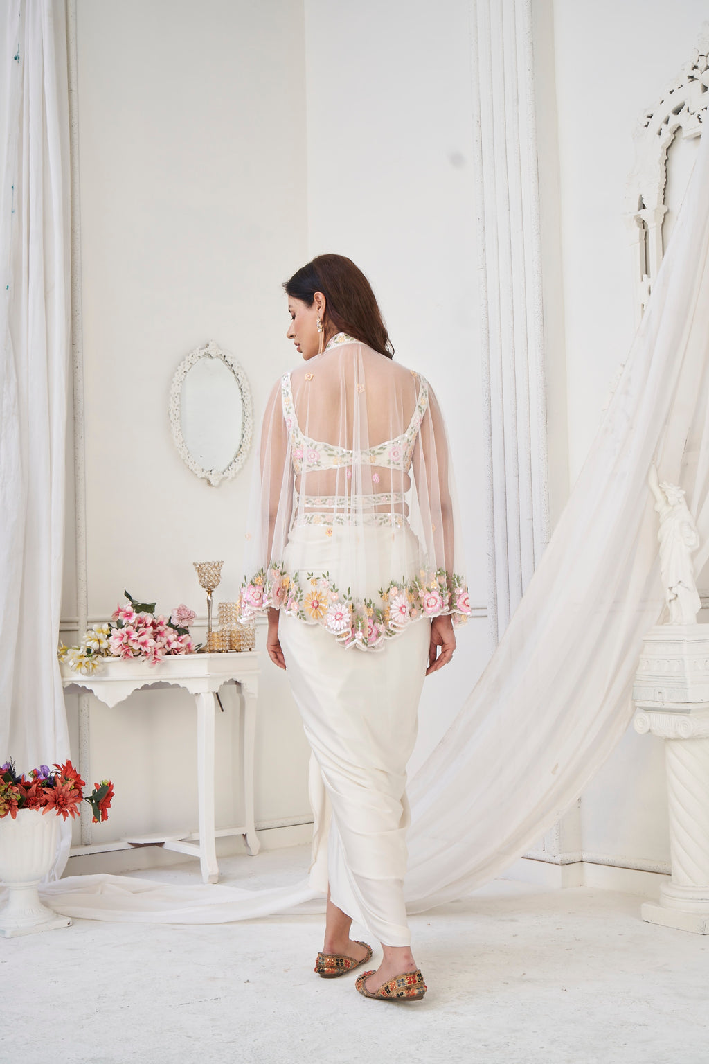 Dhoti and croptop with cape