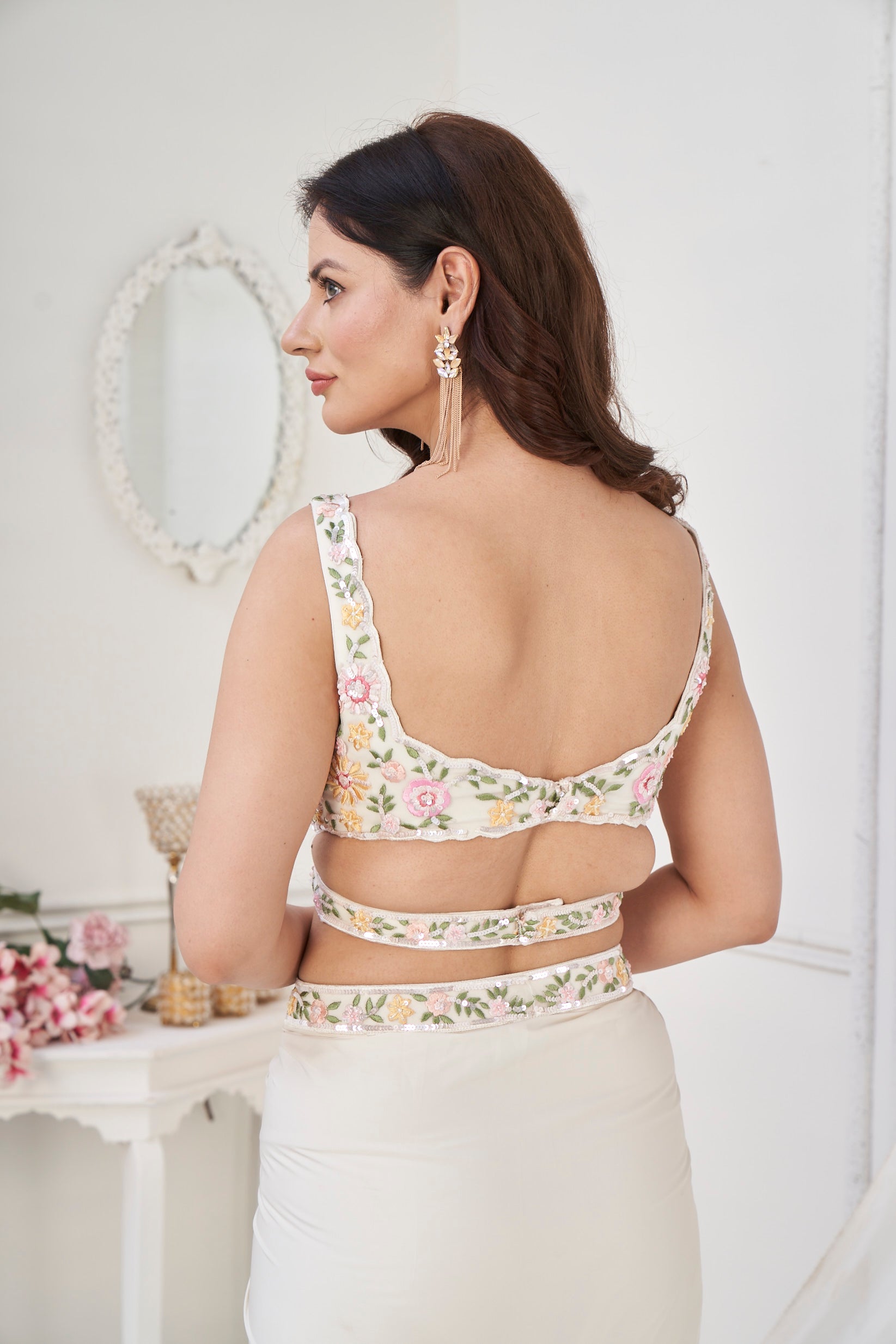 Dhoti and croptop with cape
