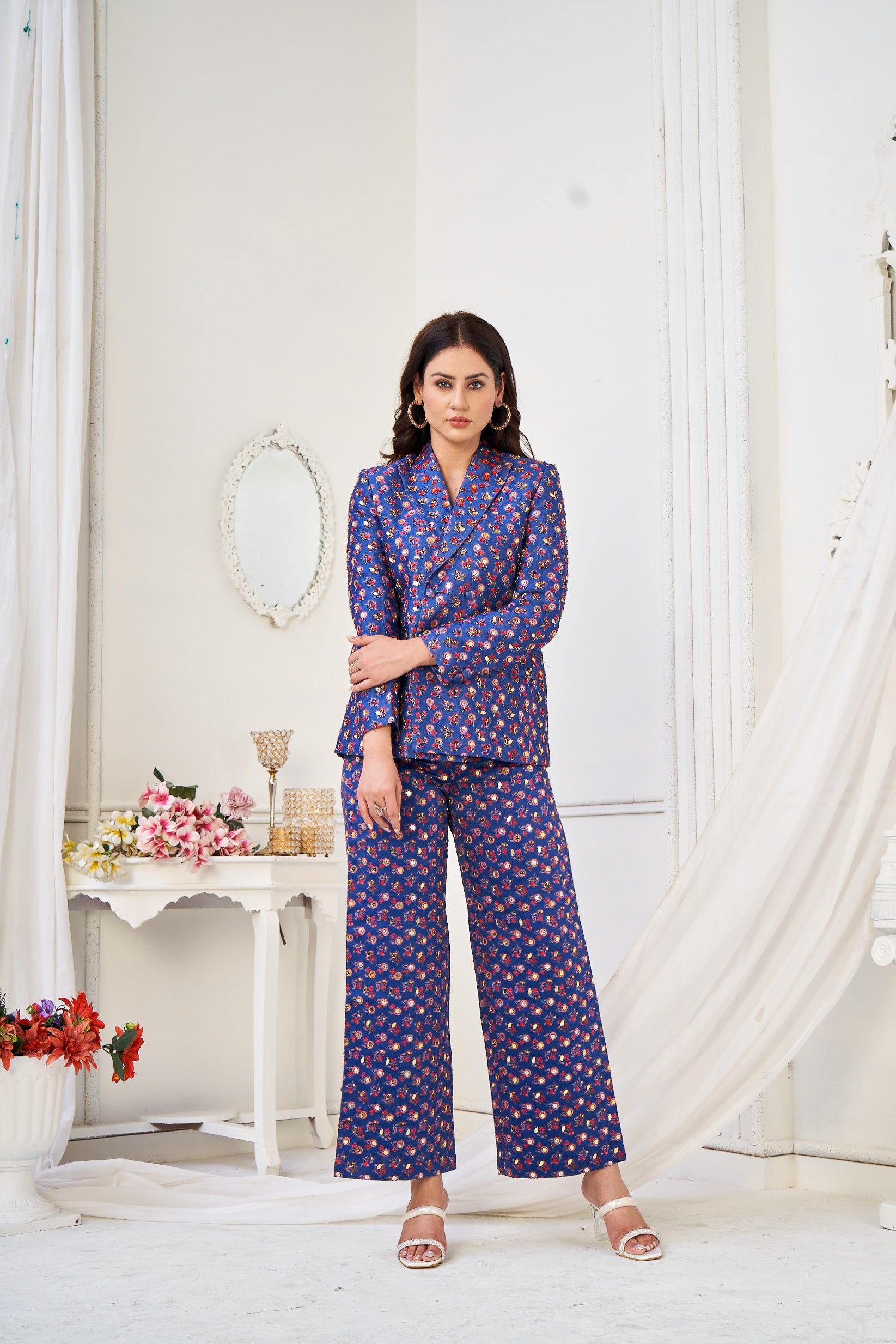 Bagicha Teal blazer co-ord set