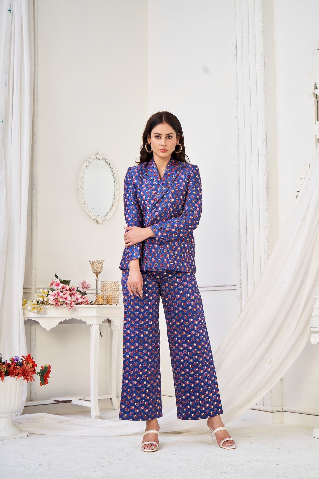 Bagicha Teal blazer co-ord set
