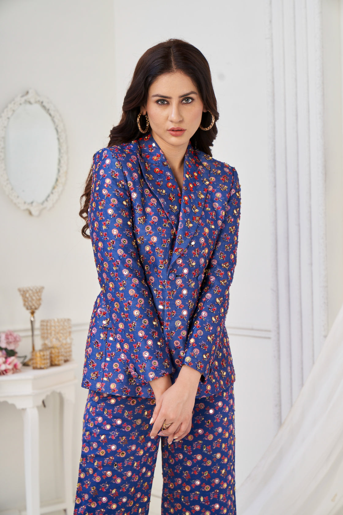 Bagicha Teal blazer co-ord set