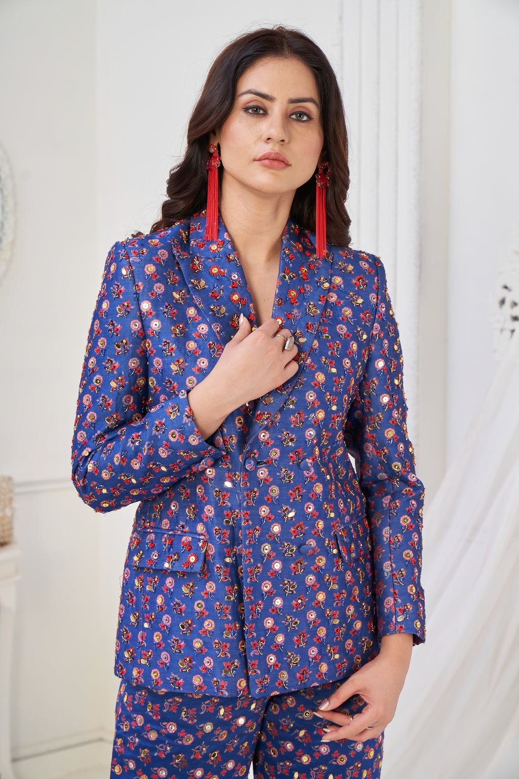 Bagicha Teal blazer co-ord set