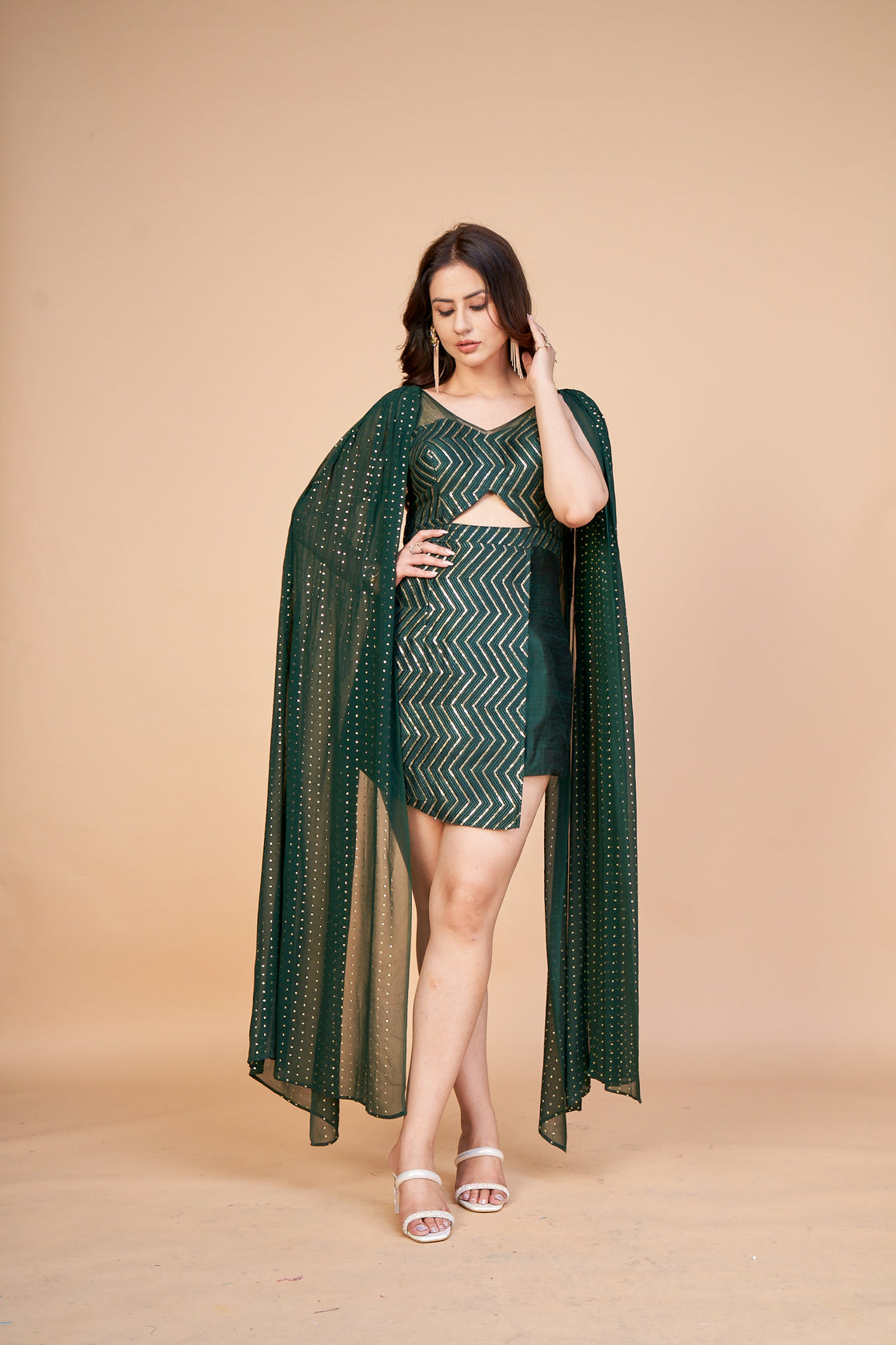Cape Sleeved Skirt Jumper