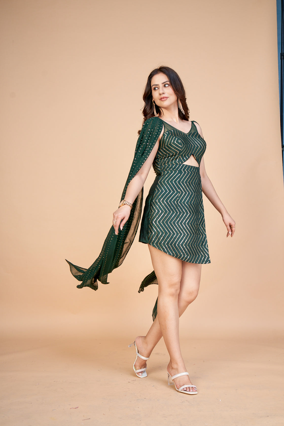 Cape Sleeved Skirt Jumper