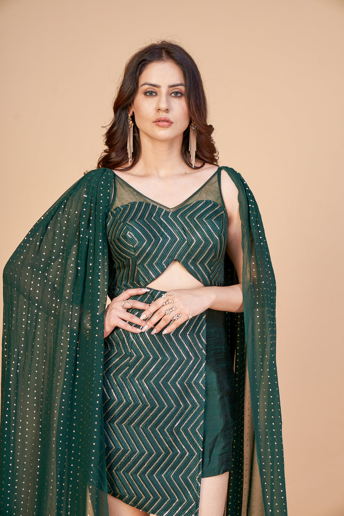 Cape Sleeved Skirt Jumper