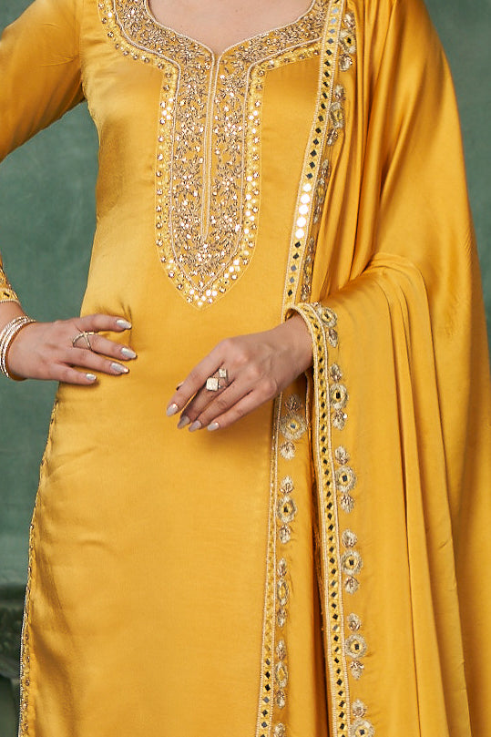 Yellow Mirror work Salwar Suit
